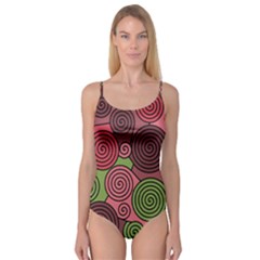 Red And Green Hypnoses Camisole Leotard 