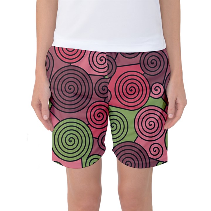 Red and green hypnoses Women s Basketball Shorts