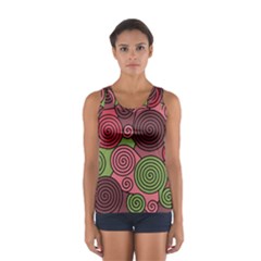 Red And Green Hypnoses Women s Sport Tank Top  by Valentinaart