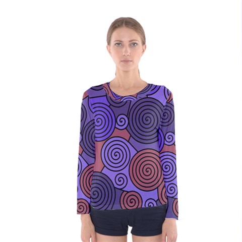 Blue And Red Hypnoses  Women s Long Sleeve Tee by Valentinaart