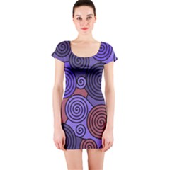 Blue And Red Hypnoses  Short Sleeve Bodycon Dress by Valentinaart