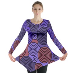 Blue And Red Hypnoses  Long Sleeve Tunic  by Valentinaart