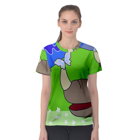 Butterfly And Rhino Women s Sport Mesh Tee by Valentinaart