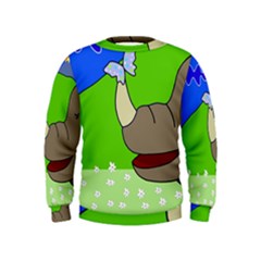 Butterfly And Rhino Kids  Sweatshirt by Valentinaart