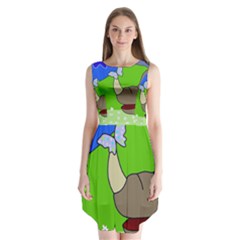 Butterfly And Rhino Sleeveless Chiffon Dress  