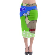 Butterfly And Rhino Midi Pencil Skirt