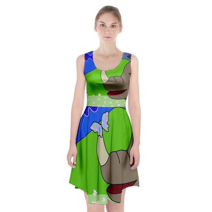 Butterfly and rhino Racerback Midi Dress