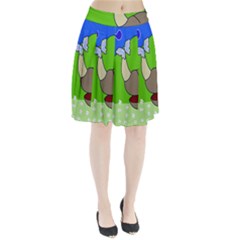 Butterfly And Rhino Pleated Skirt