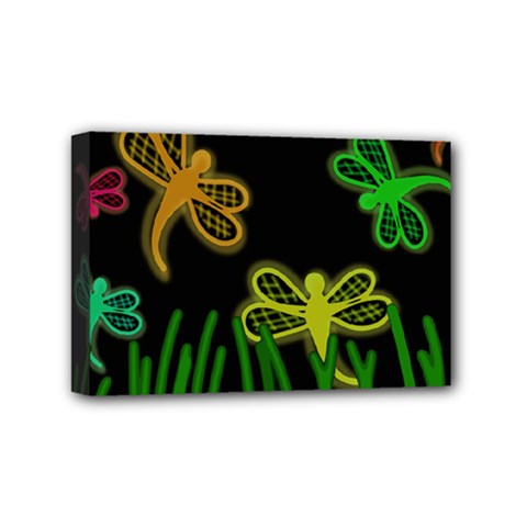 Neon Dragonflies Mini Canvas 6  X 4  by Valentinaart