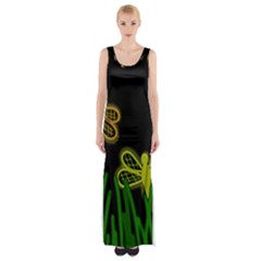 Neon Dragonflies Maxi Thigh Split Dress