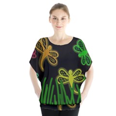 Neon Dragonflies Blouse