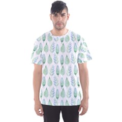 Green Watercolour Leaves Pattern Men s Sport Mesh Tee