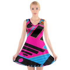 Olool V-neck Sleeveless Skater Dress by MRTACPANS