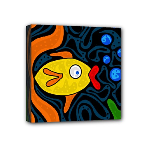 Yellow Fish Mini Canvas 4  X 4  by Valentinaart