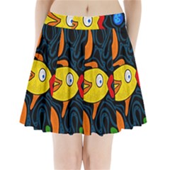 Yellow Fish Pleated Mini Skirt