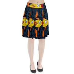 Yellow Fish Pleated Skirt