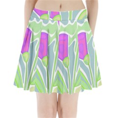 Purple Flowers Pleated Mini Skirt