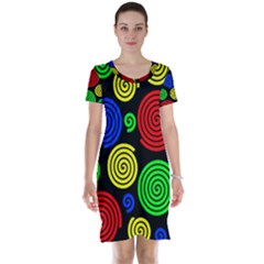 Colorful Hypnoses Short Sleeve Nightdress by Valentinaart