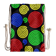 Colorful Hypnoses Drawstring Bag (large) by Valentinaart