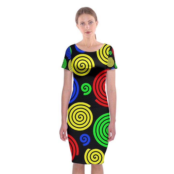 Colorful hypnoses Classic Short Sleeve Midi Dress