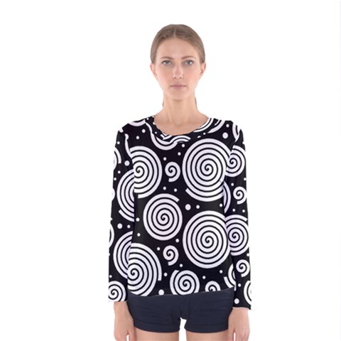 Black And White Hypnoses Women s Long Sleeve Tee by Valentinaart