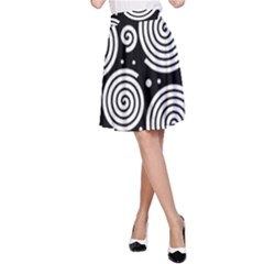 Black And White Hypnoses A-line Skirt by Valentinaart