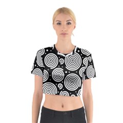 Black And White Hypnoses Cotton Crop Top