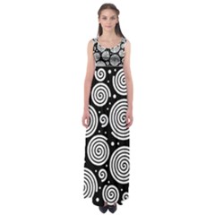 Black And White Hypnoses Empire Waist Maxi Dress