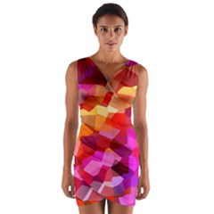 Geometric Fall Pattern Wrap Front Bodycon Dress