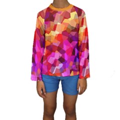 Geometric Fall Pattern Kid s Long Sleeve Swimwear