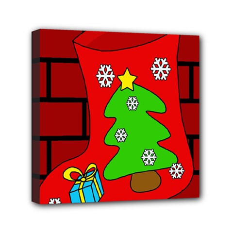 Christmas Sock Mini Canvas 6  X 6  by Valentinaart