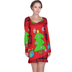 Christmas Sock Long Sleeve Nightdress by Valentinaart