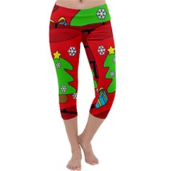 Christmas Sock Capri Yoga Leggings by Valentinaart