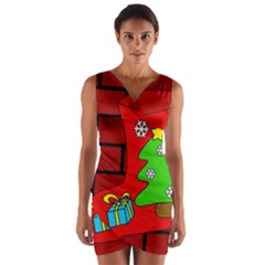 Christmas Sock Wrap Front Bodycon Dress by Valentinaart