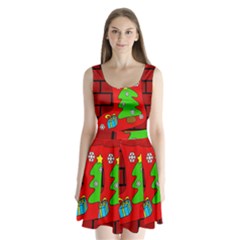 Christmas Sock Split Back Mini Dress  by Valentinaart