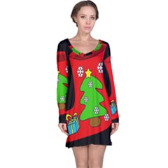 Christmas Sock Long Sleeve Nightdress by Valentinaart