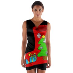 Christmas Sock Wrap Front Bodycon Dress by Valentinaart