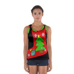 Christmas Sock Women s Sport Tank Top  by Valentinaart