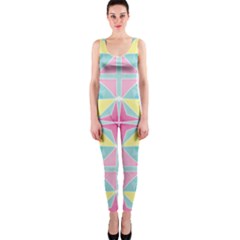 Pastel Block Tiles Pattern Onepiece Catsuit