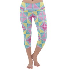 Pastel Block Tiles Pattern Capri Yoga Leggings