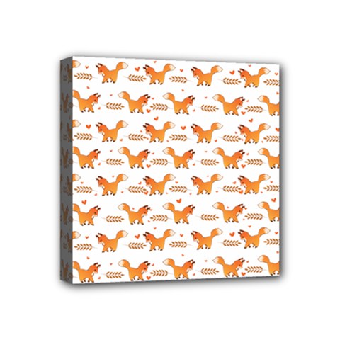 Fox And Laurel Pattern Mini Canvas 4  X 4  by TanyaDraws