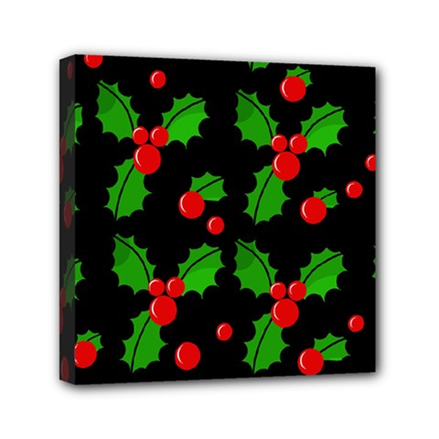 Christmas Berries Pattern  Mini Canvas 6  X 6  by Valentinaart