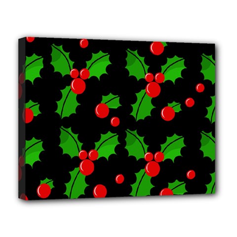 Christmas Berries Pattern  Canvas 14  X 11  by Valentinaart