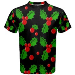 Christmas Berries Pattern  Men s Cotton Tee by Valentinaart