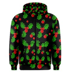 Christmas Berries Pattern  Men s Zipper Hoodie by Valentinaart