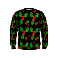 Christmas Berries Pattern  Kids  Sweatshirt by Valentinaart