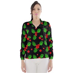 Christmas Berries Pattern  Wind Breaker (women) by Valentinaart