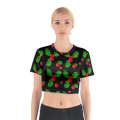 Christmas Berries Pattern  Cotton Crop Top by Valentinaart