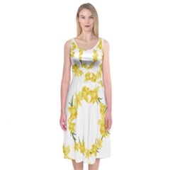 Daffodils Illustration  Midi Sleeveless Dress