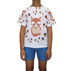 Fox In Autumn Kid s Short Sleeve Swimwear